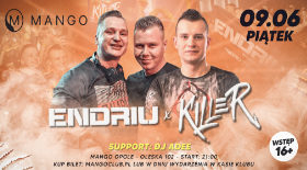 bilet na imprezę Endriu x Killer , już 9 czerwca w Opolu